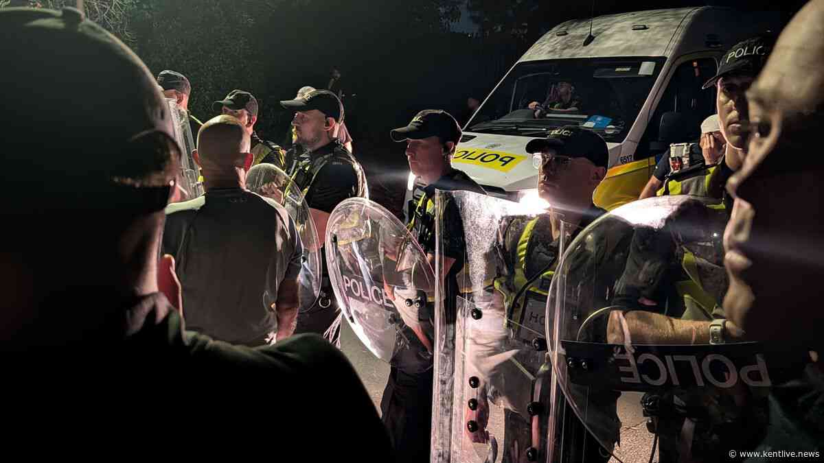 Protesters block routes to Kent processing centre after migrant dinghy arrival