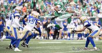 Stevens scores 3 TDs as Riders beat Bombers in OT