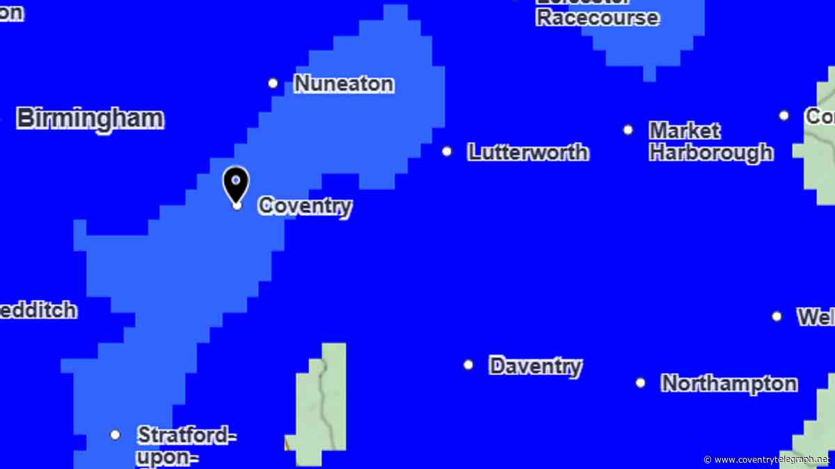 Met Office's 'heavy and persistent rain' warning for Coventry as weather map turns dark blue