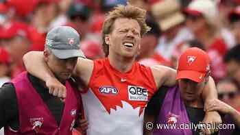 Devastating blow for Sydney Swans captain Callum Mills after agonising knee injury during surprise victory