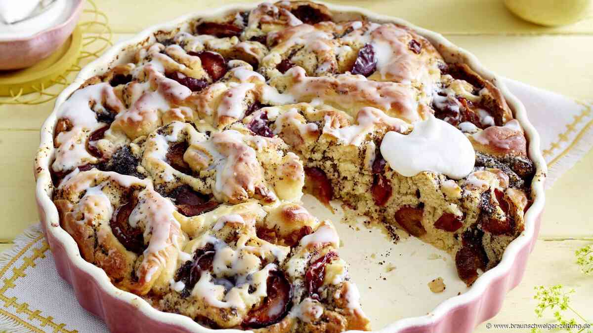 Supersaftiger Pflaumen-Mohn-Schneckenkuchen