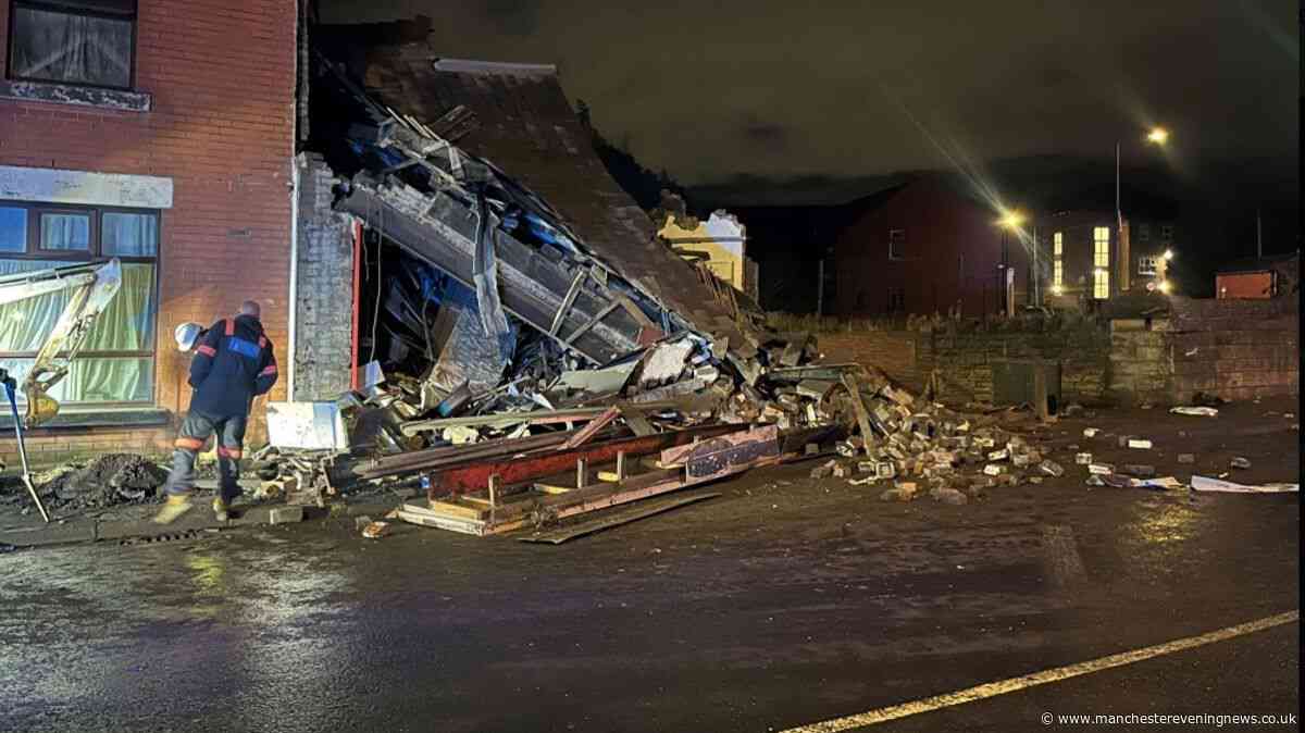Van smashes into shop as building collapses leaving scene of devastation