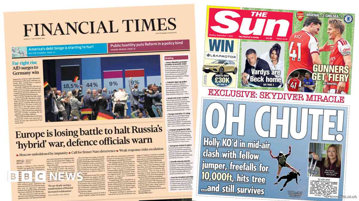 The Papers: 'Losing battle to halt Russia's 'hybrid' war' and 'Oh chute!'