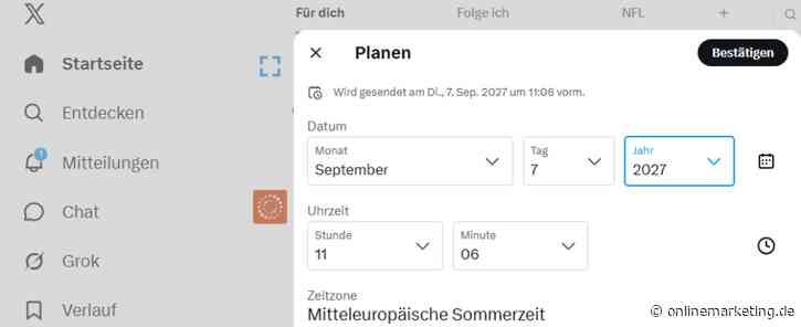 Posts zwei Jahre im Voraus? X führt neue Planungsfunktion in der App ein