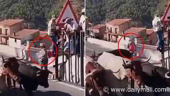 Woman is gored to death after straying outside safety barrier during bull-running festival in Spanish town