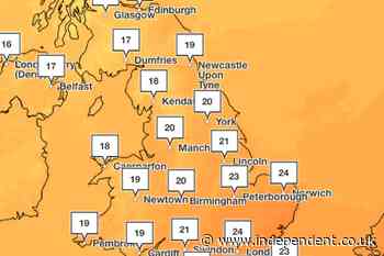 UK could see temperatures of 24C as heat returns