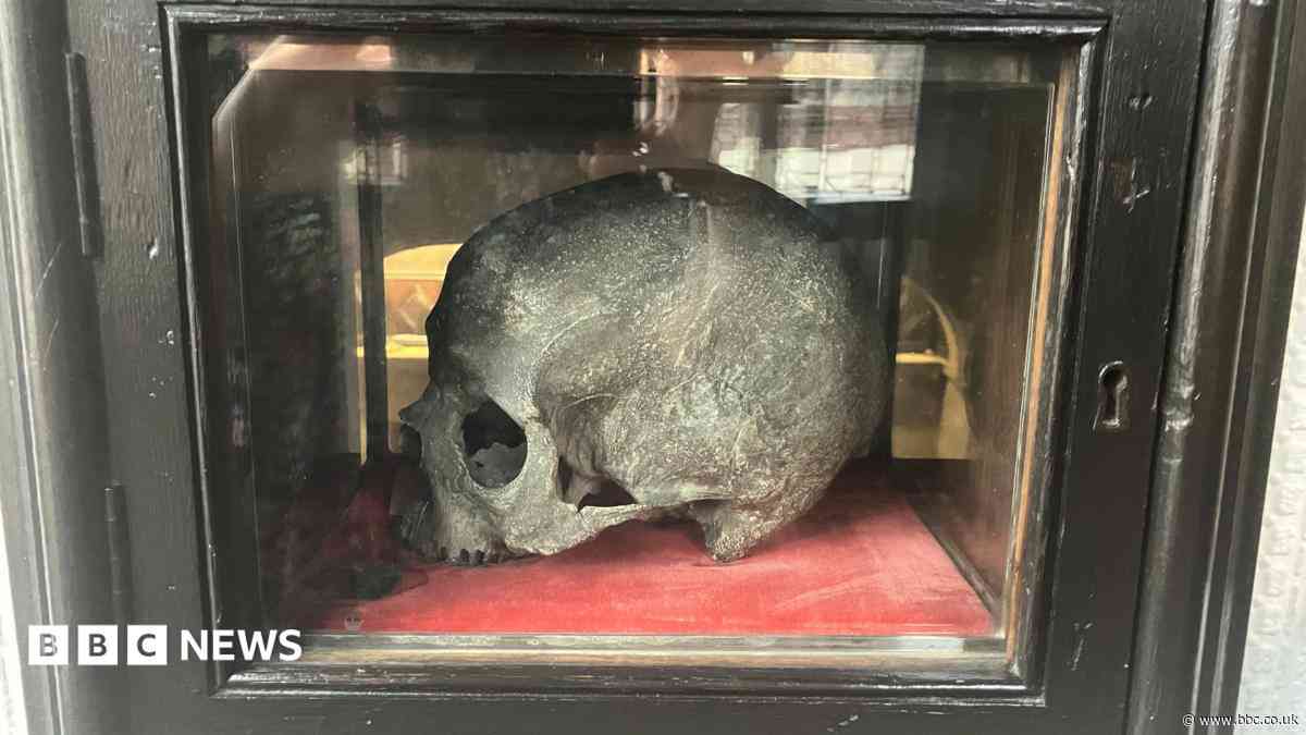 The skull of a saint that was discovered during renovations