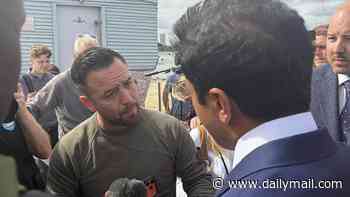 Moment anti-migrant organiser 'Danny Tommo' confronts Reform UK's Zia Yusuf at scene of Portsmouth demo - and warns Nigel Farage to be 'careful with his words'