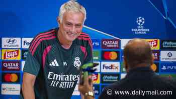 Bizarre moment Jose Mourinho is handed a SPRINKLER by a journalist in a press conference