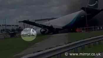 Terrifying moment Amazon cargo jet pilot miraculously escapes fiery crash