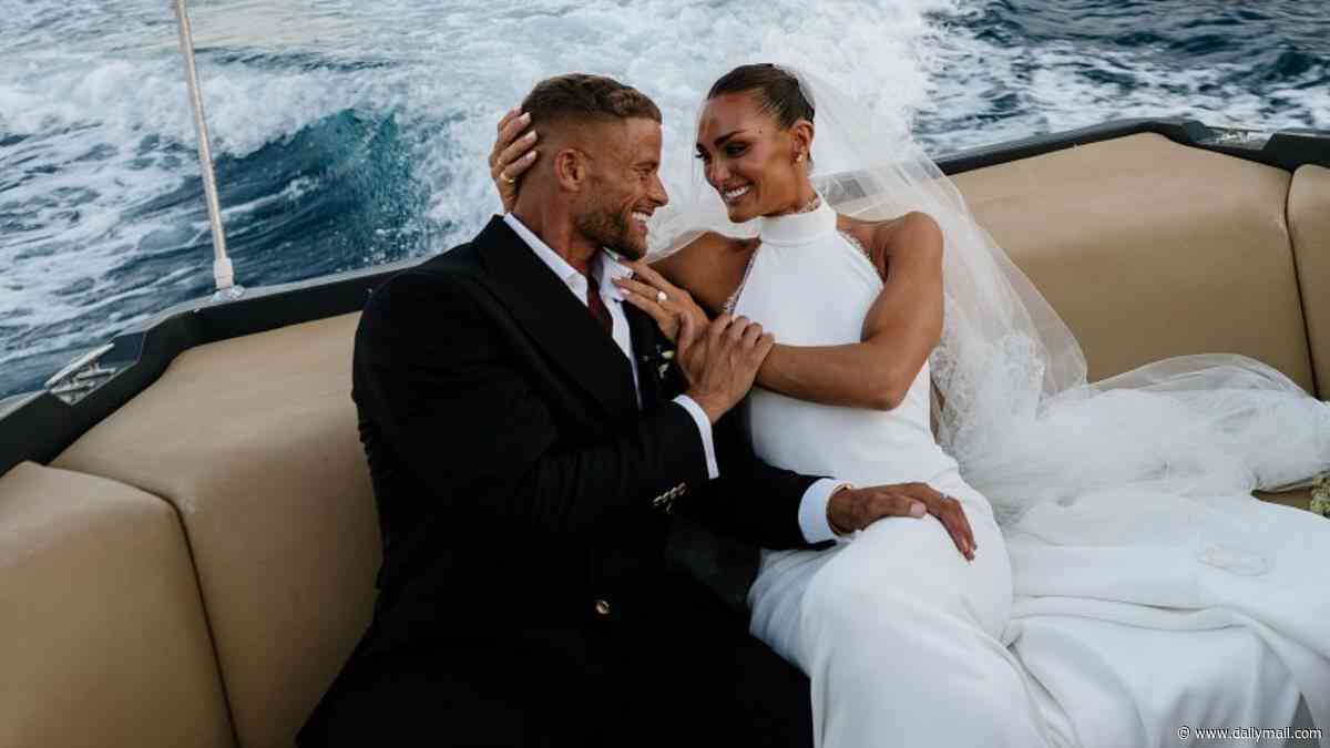 Gladiators star Comet star is married: Ella-Mae Rayner stuns in an elegant bridal gown as she ties the knot with husband James Exton for a second time in lavish Greek ceremony