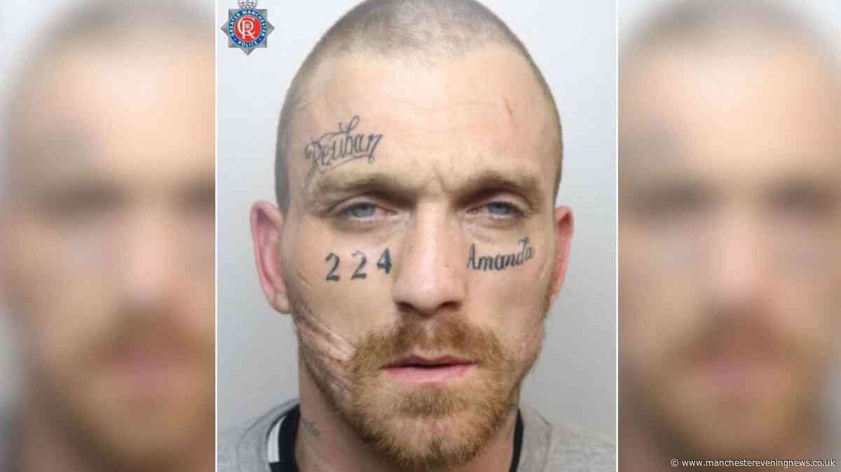 Police hunt for 'wanted' man with Reuban and Amanda tattooed on his face
