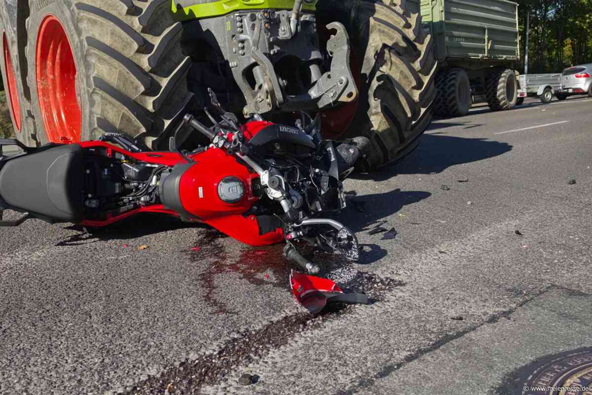 Chemnitz: Traktor nimmt Motorrad Vorfahrt – Fahrer schwer verletzt