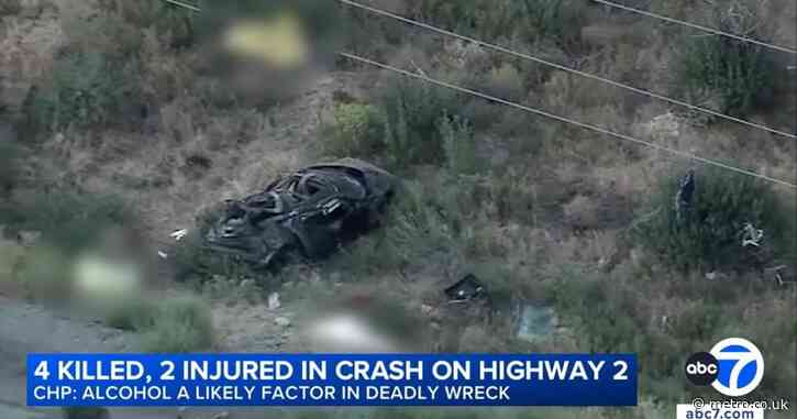 Four friends die after car veers off cliff and crashes into a pole