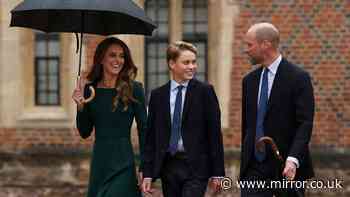 Prince George beams as he arrives for first day at £63k-a-year Eton with proud William and Kate