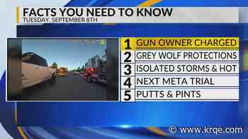 Gun owner charged, Grey Wolf, Isolated storms, Next Meta trial, Putts and Pints