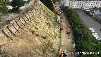 Dramatic photos show works underway to stabilise collapsed Folkestone road
