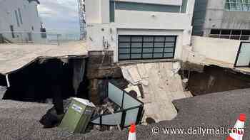 Nicolas Cage's Malibu beachfront mansion rocked by massive SINKHOLE as driveway collapses at lavish $10.5million home