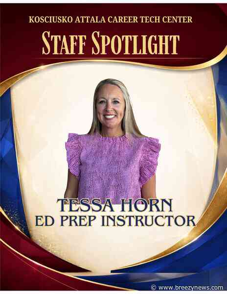 Kosciusko-Attala Career Tech Center September Staff Spotlight: Tessa Horn