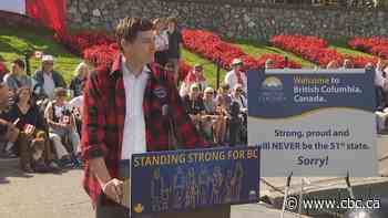 Canada 'will NEVER be the 51st state. Sorry!': B.C. premier unveils new border welcome signs