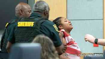 Suspected murderer is dragged out of courtroom kicking and screaming as she insists she shot boyfriend dead in self-defense
