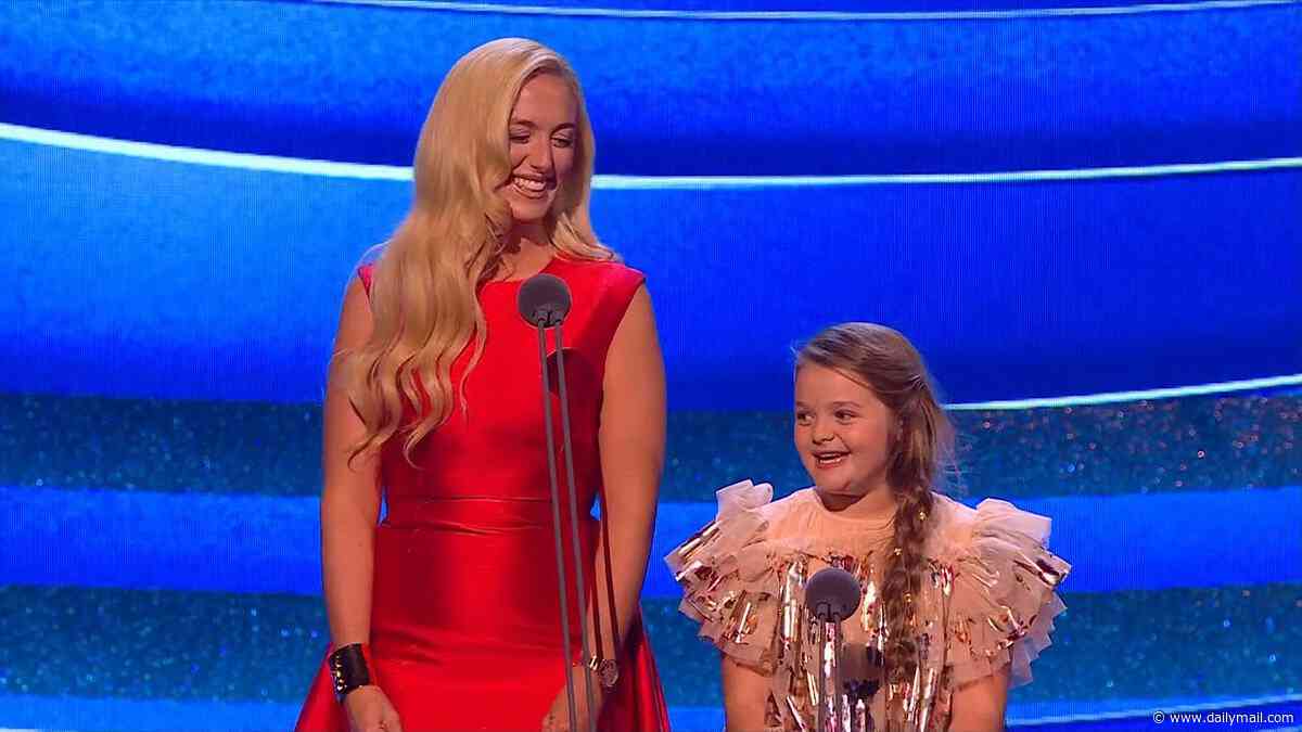 Valencia Fury, 8, makes her NTAs debut with her mother Paris as she is branded an 'icon' by viewers after becoming the star of their family show