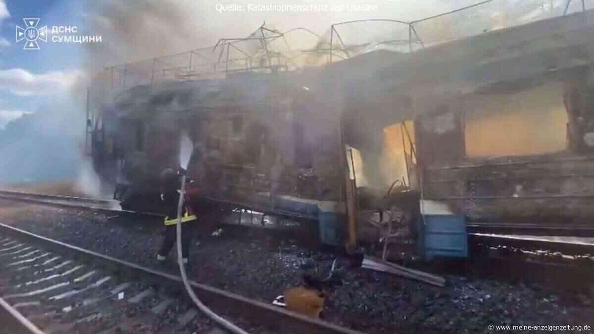 Russland zerstört ukrainischen Zug und attackiert dann offenbar Rettungskräfte