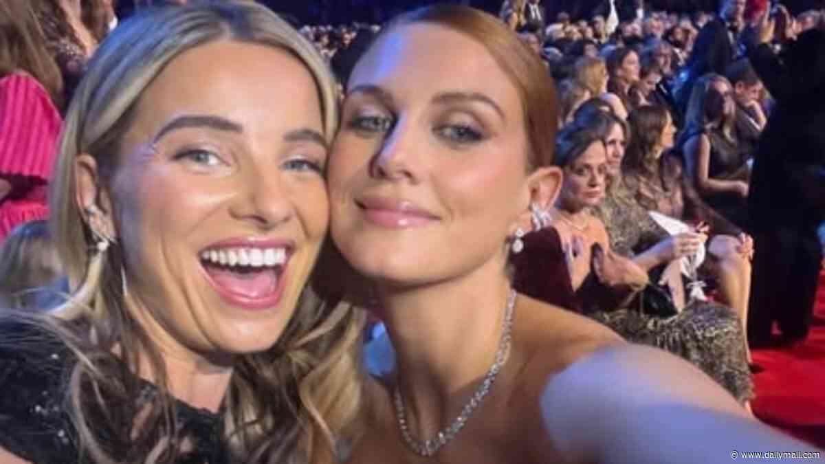 This Morning presenters Sian Welby and Ashley James' dresses get STUCK together on stage as the team accept Best Daytime award at the NTAs