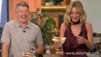 Hungover Cat Deeley and Ben Shephard groan in delight as they tuck into bacon sandwiches after nearly losing their NTAs gong following 'very late night'