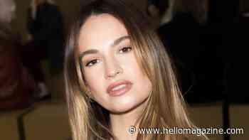 Glowing' Lily James is a Hollywood vixen in plunging lace vest and curve-hugging jeans