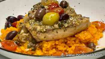 Sicilian swordfish dish with olives and capers at Scarpino's