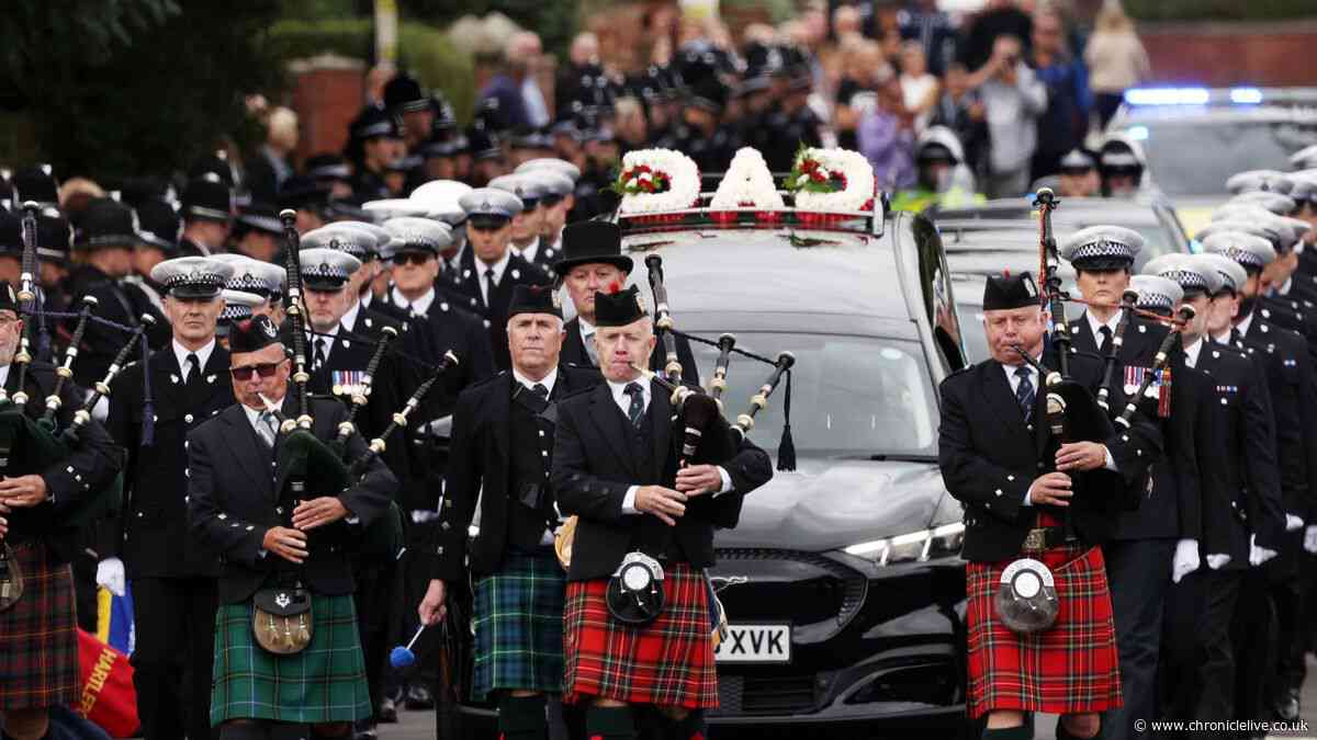 Emotional farewell paid to fallen PC Matthew Blades as full police ceremonial funeral takes place