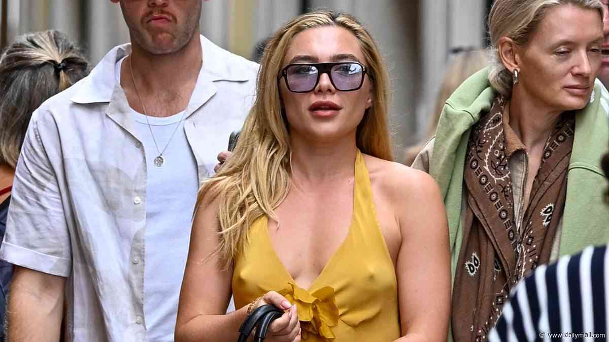 Florence Pugh looks chic in a yellow Rodarte dress as she fits in a shopping trip to Prada during a break at the Venice Film Festival