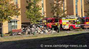 Rubbish seen piled on street in Trumpington after bin lorry catches fire