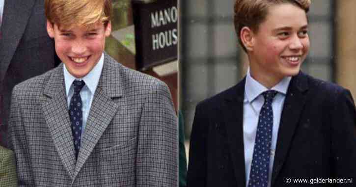 Ruim 30 jaar verschil, bijna hetzelfde beeld: bijzondere gelijkenis tussen prins George en vader William op Eton College