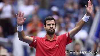 Khachanov, up 2 sets, advances to US Open semis when Blockx retires