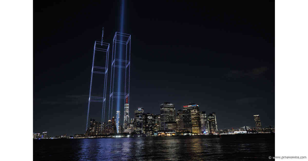 2,977 LIGHTS RISE OVER NEW YORK HARBOR AND REBUILD THE TWIN TOWERS IN LIGHT