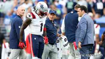 A.J. Brown hobbles off with ankle injury, doesn't return in Patriots debut