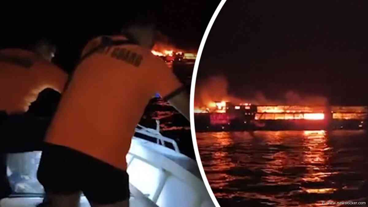 Reddingswerkers in actie na dodelijke brand op Filipijnse veerboot
