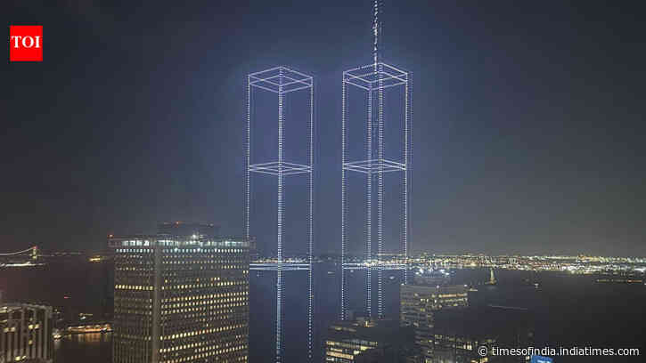 2,977 drones light up New York harbor in stunning 9/11 tribute: Watch the Twin Towers reappear