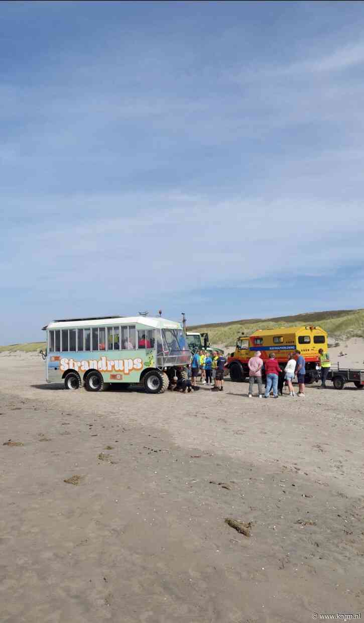 Strandrups met pech op het strand van Noordwijk