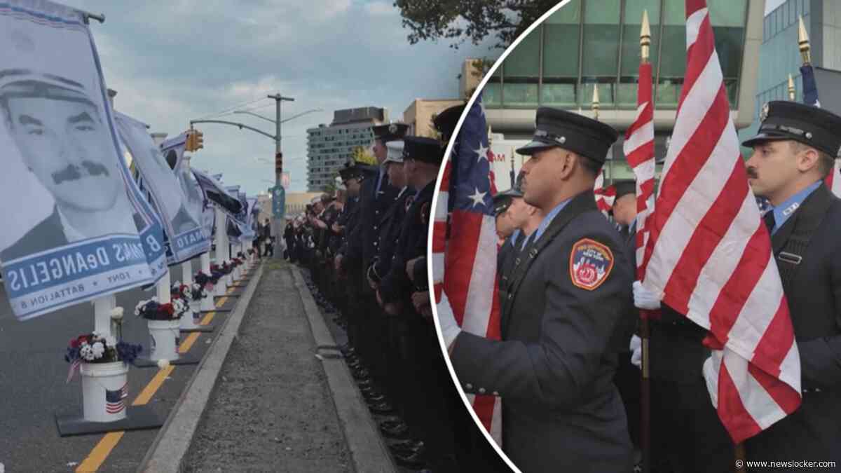 Emotionele herdenking: brandweer New York staat stil bij 343 omgekomen collega’s tijdens 9/11