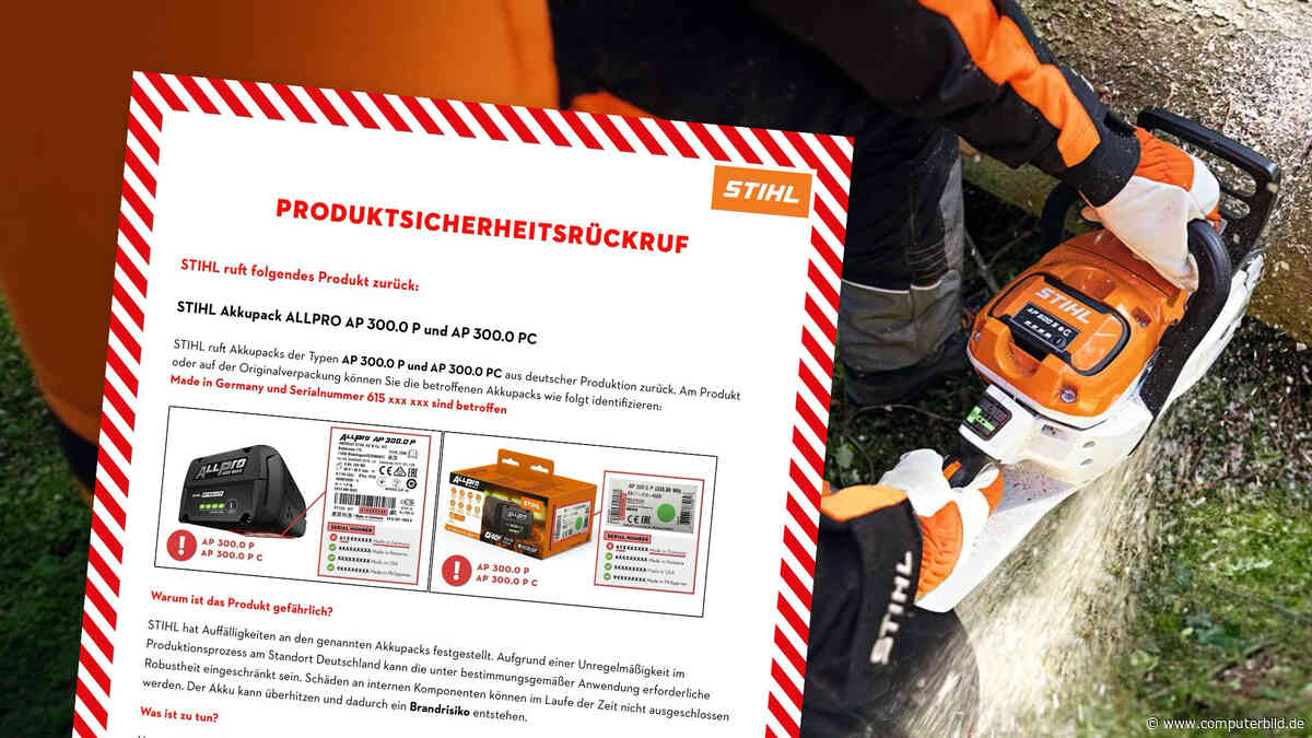 Rückrufaktion: Stihl warnt Besitzer vor bestimmten Akkupacks