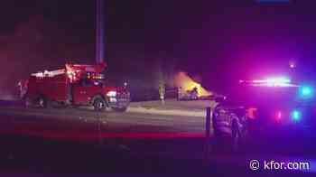 Crash sparks grassfire in NE Oklahoma City