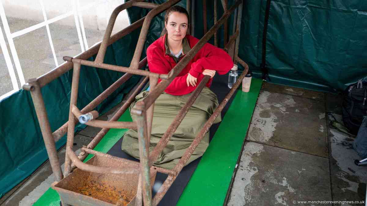 Woman 'living like a pig' for three weeks in crate so small she can't stand up