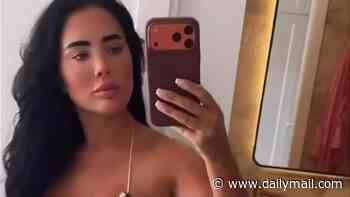 Yazmin Oukhellou shows off her surgically enhanced body in a string bikini after checking into a £4.5k-a-week holistic rehab centre after police raided her home over knife attack