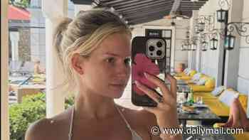 Lottie Moss goes make-up free as she takes a selfie in a silver string bikini on girls' holiday