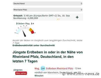 Frankenthal – Erdbeben in der Region – Volcano Discovery meldet Stärke 3,4