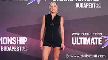 Olympian Keely Hodgkinson shows off her sculpted figure in a black mini dress on the red carpet ahead of the World Athletics Ultimate Championships