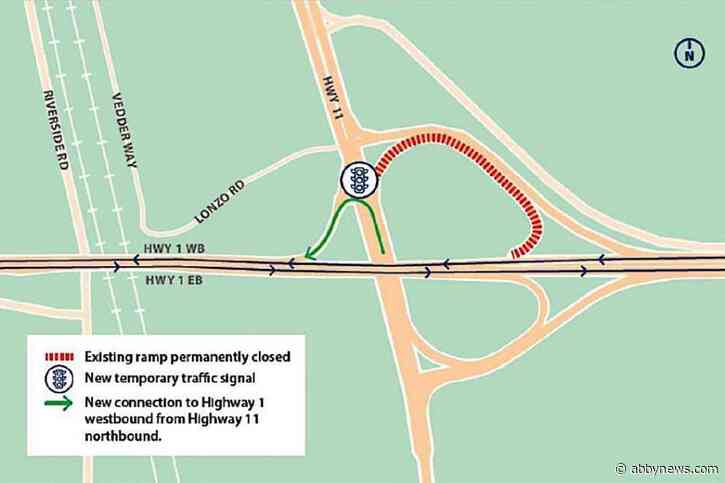 Traffic changes take place at Highway 11 and Highway 1 in Abbotsford